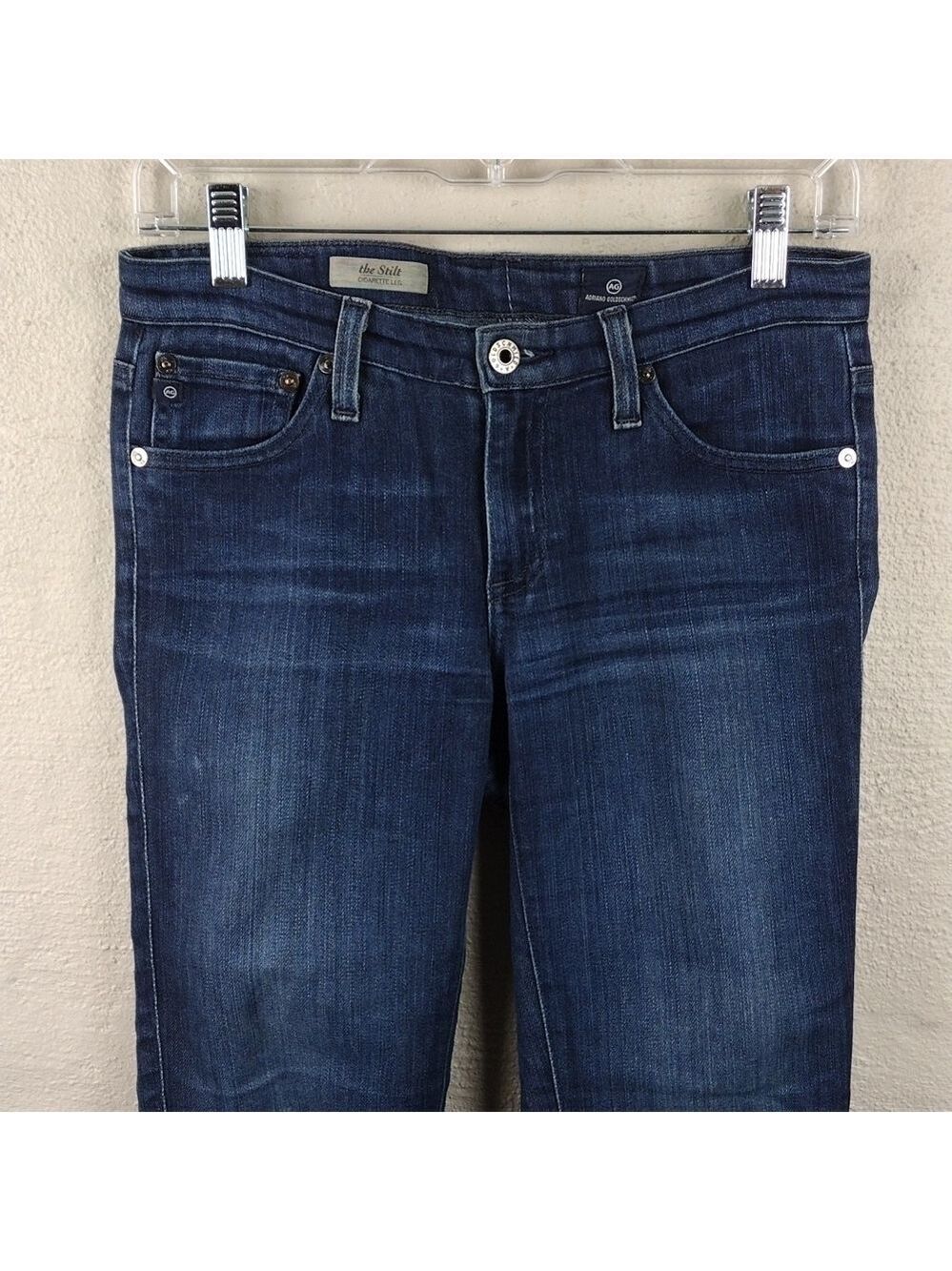 𝅺AG Adriano Goldschmied The Stilt Blue Dark Wash Cigarette Leg Ankle Jean - Picture 2 of 11